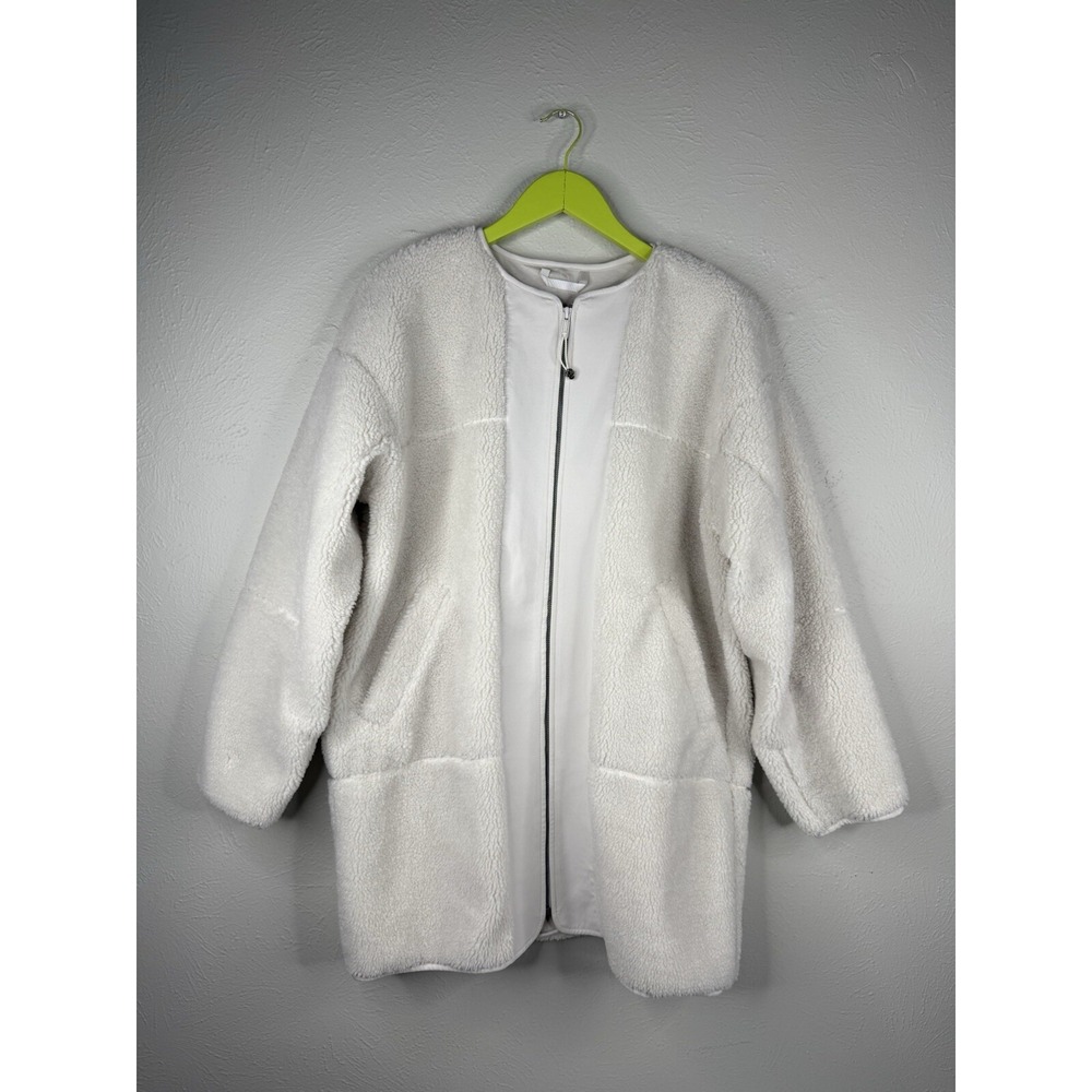 Lululemon Cream So Sherpa Textured Teddy Coat Fleece Collarless Jacket 8 Fleece